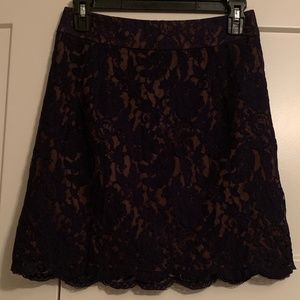 Navy Floral Lace Skirt